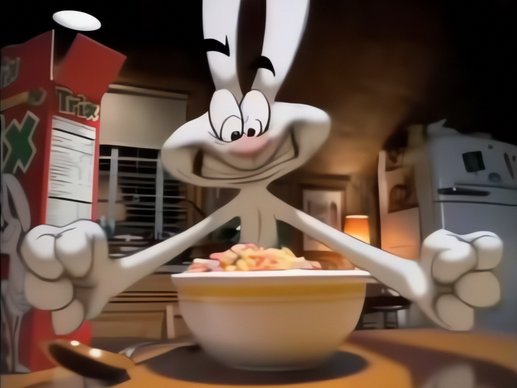 Got Milk? ’Trix’ (1995): the Trix rabbit, freed from his human disguise, grins over a bowl of Trix