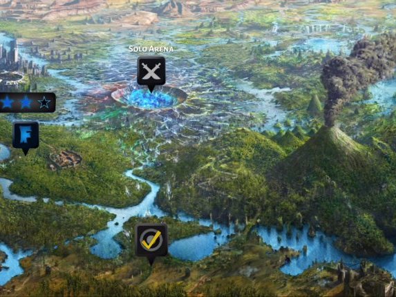 Days of Discord solo world map with battle markers across a painted landscape